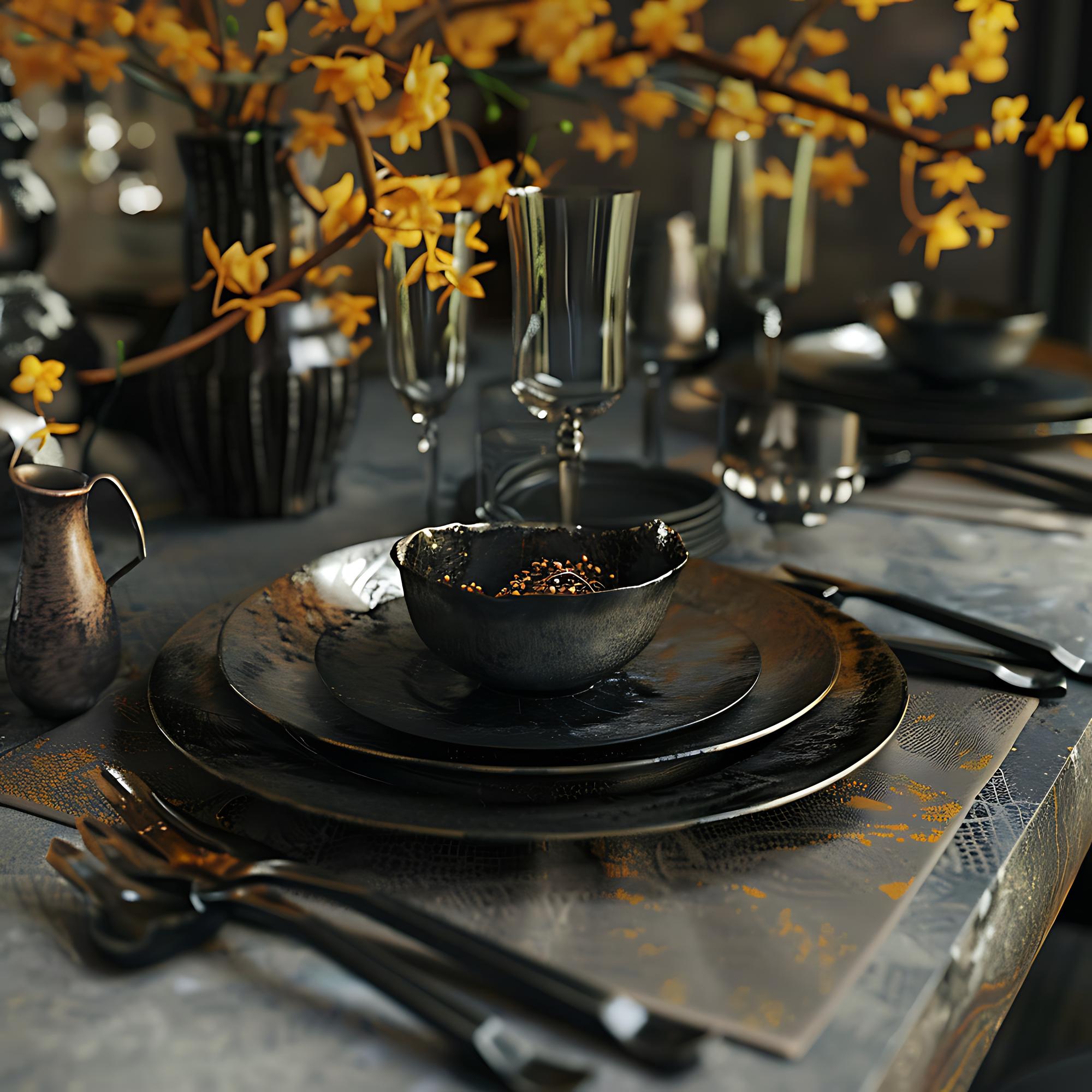 Styled table setting for tasting