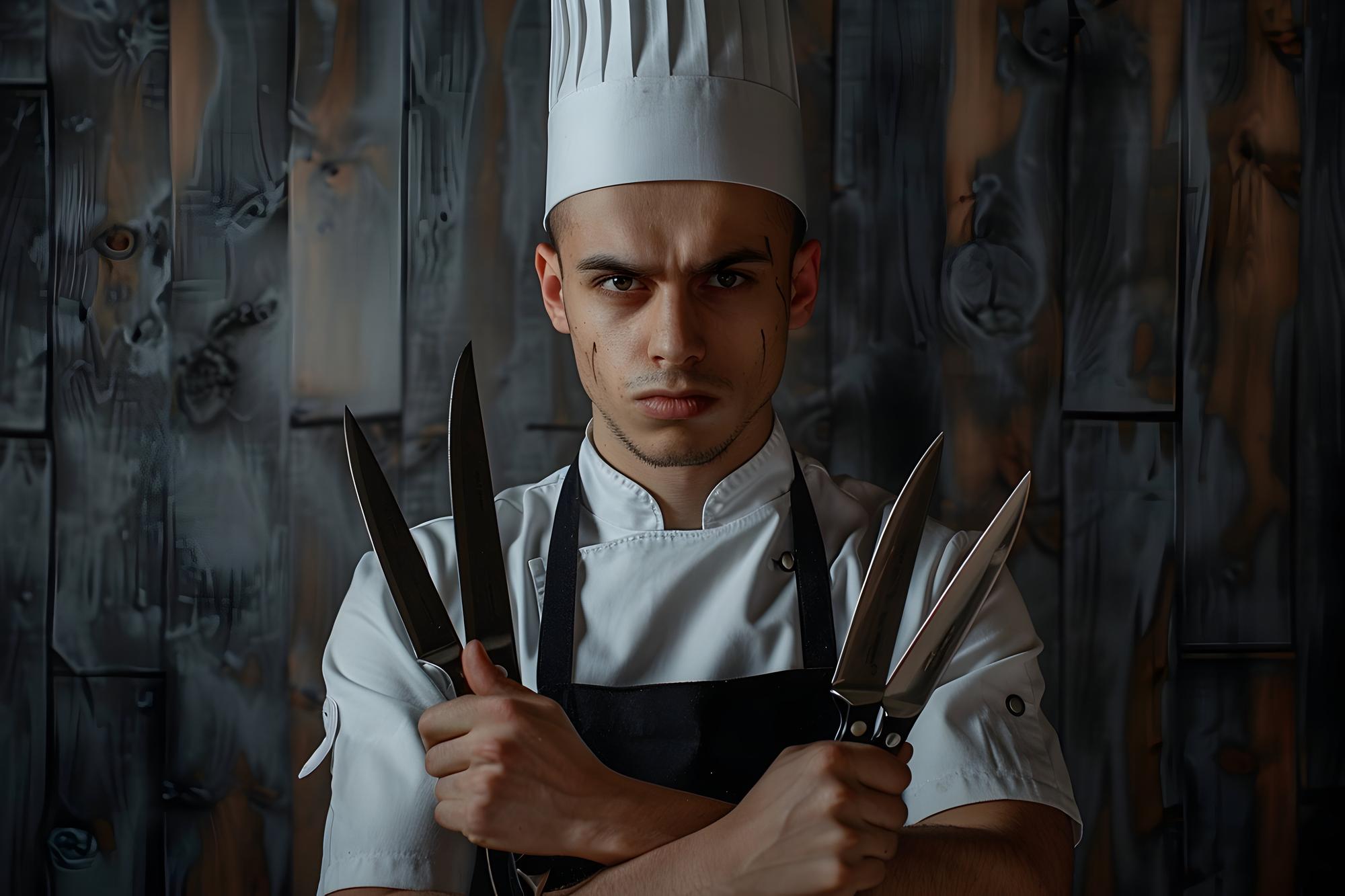 Portrait - head chef with knife